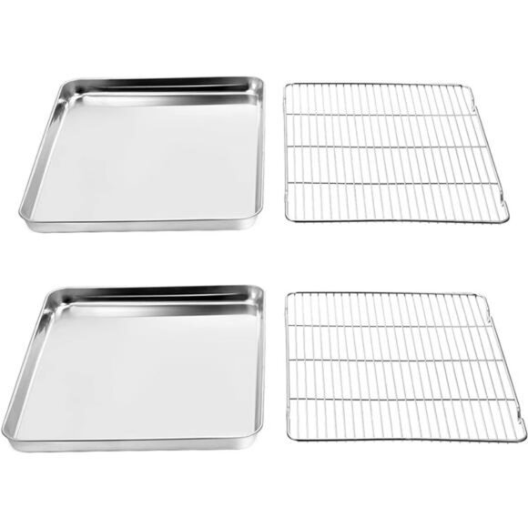Baking Sheet & Rack Set [2 Sheets + 2 Racks], Stainless Steel Cookie Pan - Picture 2 of 7